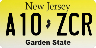 NJ license plate A10ZCR