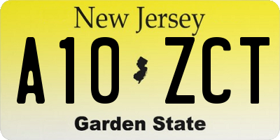 NJ license plate A10ZCT