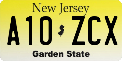 NJ license plate A10ZCX