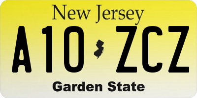 NJ license plate A10ZCZ
