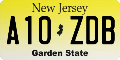 NJ license plate A10ZDB