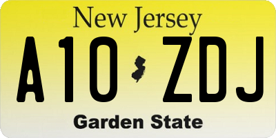 NJ license plate A10ZDJ