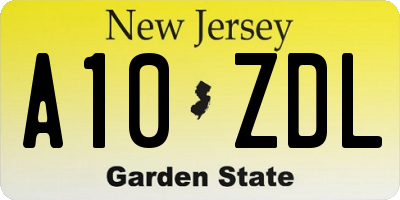 NJ license plate A10ZDL
