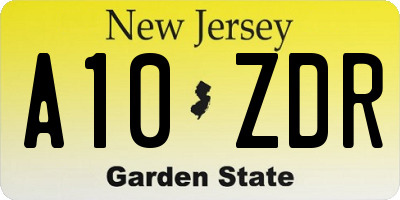 NJ license plate A10ZDR