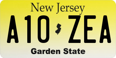 NJ license plate A10ZEA
