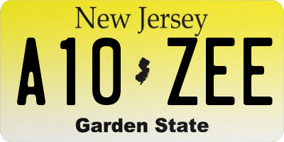 NJ license plate A10ZEE