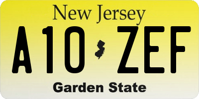 NJ license plate A10ZEF
