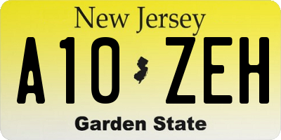 NJ license plate A10ZEH