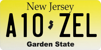 NJ license plate A10ZEL