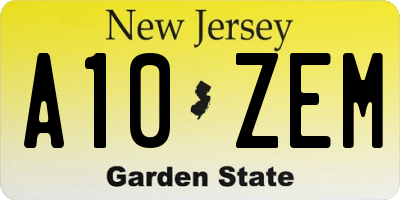 NJ license plate A10ZEM