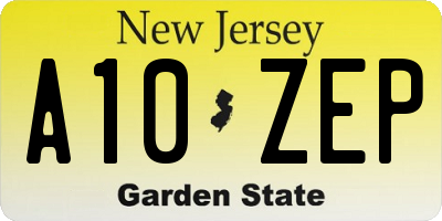 NJ license plate A10ZEP