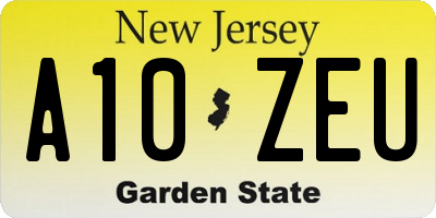 NJ license plate A10ZEU