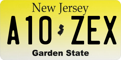 NJ license plate A10ZEX