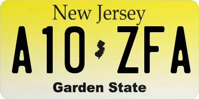 NJ license plate A10ZFA