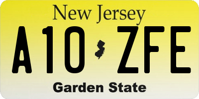 NJ license plate A10ZFE
