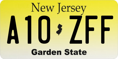 NJ license plate A10ZFF