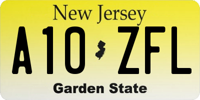 NJ license plate A10ZFL