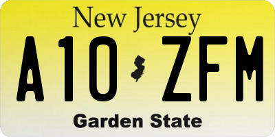 NJ license plate A10ZFM