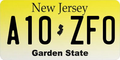 NJ license plate A10ZFO