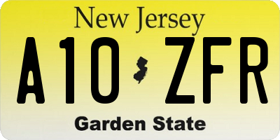 NJ license plate A10ZFR