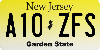 NJ license plate A10ZFS