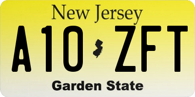 NJ license plate A10ZFT