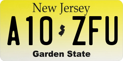 NJ license plate A10ZFU