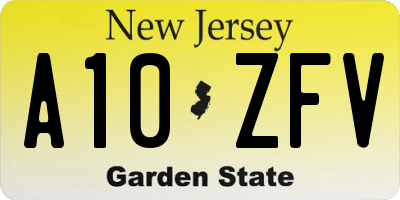 NJ license plate A10ZFV
