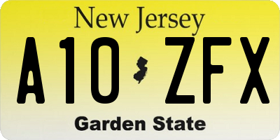 NJ license plate A10ZFX