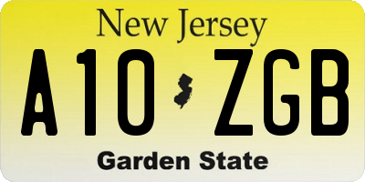 NJ license plate A10ZGB