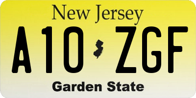 NJ license plate A10ZGF