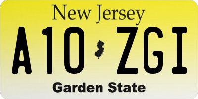 NJ license plate A10ZGI