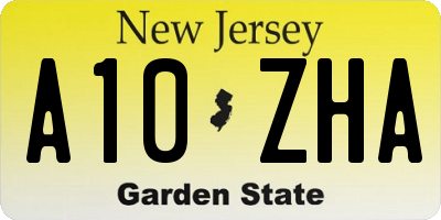 NJ license plate A10ZHA