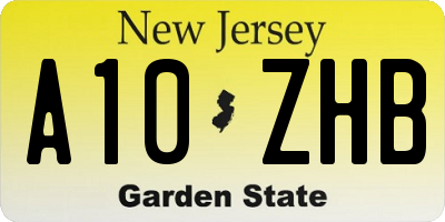 NJ license plate A10ZHB