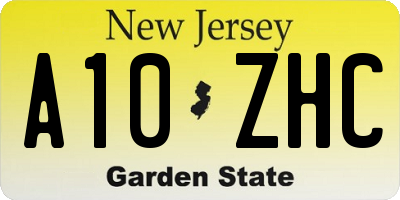 NJ license plate A10ZHC