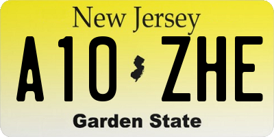 NJ license plate A10ZHE