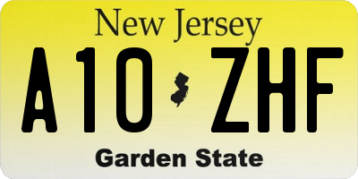 NJ license plate A10ZHF