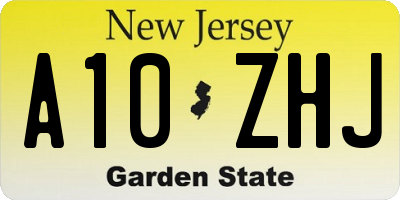 NJ license plate A10ZHJ