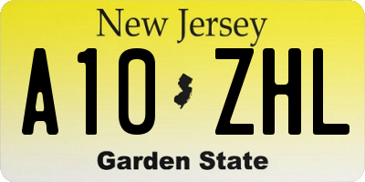 NJ license plate A10ZHL