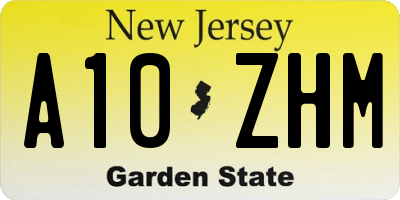 NJ license plate A10ZHM
