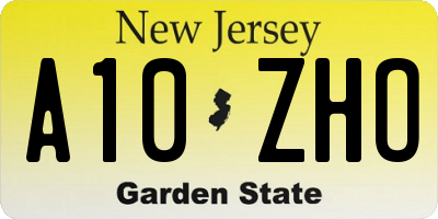 NJ license plate A10ZHO
