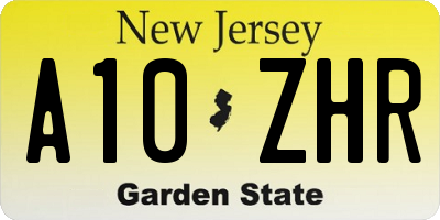 NJ license plate A10ZHR