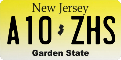 NJ license plate A10ZHS