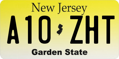 NJ license plate A10ZHT