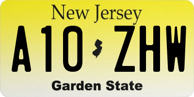 NJ license plate A10ZHW