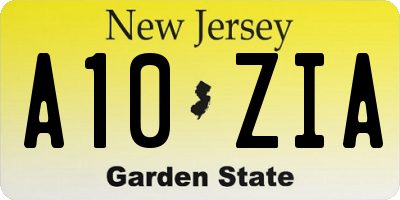 NJ license plate A10ZIA