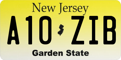 NJ license plate A10ZIB