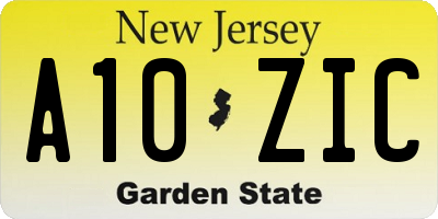 NJ license plate A10ZIC