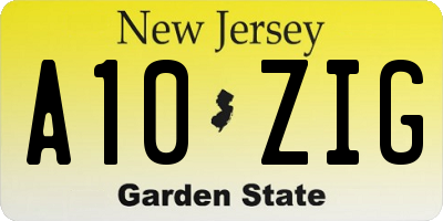 NJ license plate A10ZIG