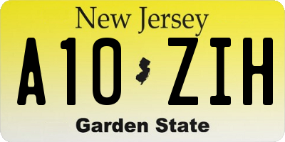 NJ license plate A10ZIH